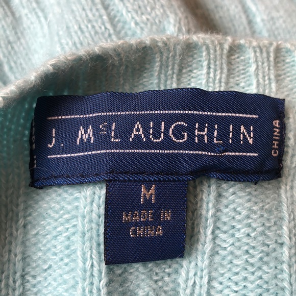 J. McLaughlin light teal sculpted cashmere sweater - Picture 3 of 4